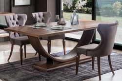 Casa Padrino tavolo da pranzo di lusso marrone 220 x 103 x A. 76 cm - Tavolo da cucina moderno in legno massello - Mobile da pranzo di lusso in legno massello