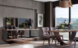 Casa Padrino tavolo da pranzo di lusso marrone 220 x 103 x A. 76 cm - Tavolo da cucina moderno in legno massello - Mobile da pranzo di lusso in legno massello