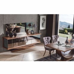 Casa Padrino luxury sideboard with mirror brown - Mirrored solid wood cabinet with wall mirror - Luxury solid wood furniture