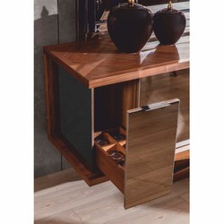 Casa Padrino luxury sideboard with mirror brown - Mirrored solid wood cabinet with wall mirror - Luxury solid wood furniture Casa Padrino luxury sideboard with mirror brown - Mirrored solid wood cabinet with wall mirror - Luxury solid wood furniture