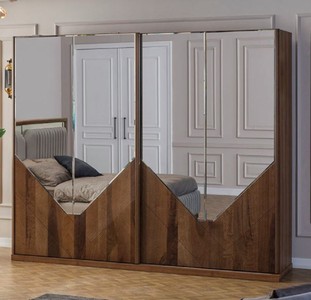 Casa Padrino luxury bedroom cabinet brown 260 x 68 x H. 220 cm - Modern solid wood wardrobe with 2 sliding doors - Luxury bedroom furniture