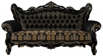 Casa Padrino luxury baroque sofa black / gold - Magnificent living room sofa with elegant pattern - Baroque living room furniture