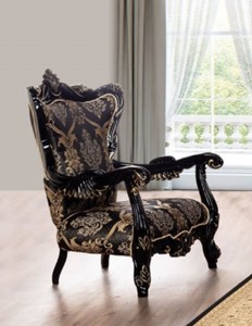 Prunkvoller Luxus Barock Wohnzimmer Sessel Schwarz Gold Magnificent Luxury Baroque Living Room Armchair Black Gold