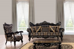 Prunkvoller Luxus Barock Wohnzimmer Sessel Schwarz Gold Magnificent Luxury Baroque Living Room Armchair Black Gold