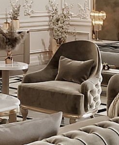 Casa Padrino luxury Art Deco living room armchair gray / gold 81 x 80 x H. 104 cm - Art Deco living room furniture - Luxury Collection