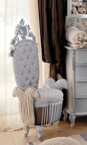 Casa Padrino luxury baroque children's armchair gray / multicolored / light blue - Magnificent children's room armchair baroque style - Baroque children's room furniture - Made in Italy
