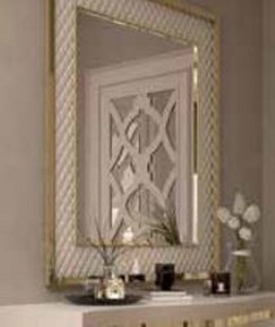 Casa Padrino luxury wall mirror white / gold 88 x 6 x H. 126 cm - Modern living room mirror with metal frame - Bedroom mirror - Wardrobe mirror - Luxury Collection