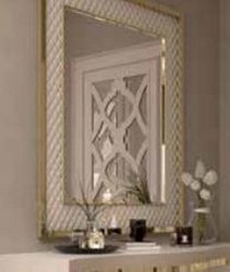 Casa Padrino miroir mural de luxe blanc / or 88 x 6 x H. 126 cm - Miroir de salon moderne avec cadre en métal - Miroir de chambre - Miroir d'armoire - Collection de Luxe