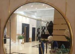 Runder Luxus Art Deco Spiegel Wandspiegel Gold Round Luxury Art Deco Mirror Wall Mirror Gold
