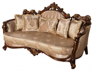 Casa Padrino luxury baroque sofa beige / brown / gold - Magnificent living room sofa with elegant pattern - Baroque Furniture - Noble & Magnificent