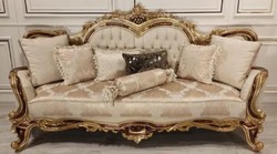Casa Padrino divano barocco di lusso crema / marrone / oro - Magnifico divano da soggiorno con motivo elegante - Mobili Barocchi - Nobile e Magnifico Casa Padrino divano barocco di lusso crema / marrone / oro - Magnifico divano da soggiorno con motivo elegante - Mobili Barocchi - Nobile e Magnifico