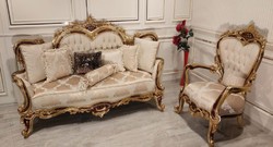 Prunkvoller Luxus Barock Wohnzimmer Sessel Creme Braun Gold Magnificent Luxury Baroque Living Room Armchair Cream Brown Gold
