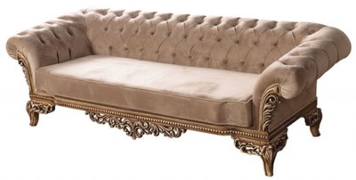 Casa Padrino luxury baroque Chesterfield sofa brown - Magnificent living room sofa in baroque style - Baroque living room furniture - Noble & Magnificent
