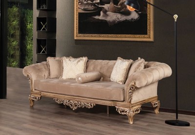 Casa Padrino Luxus Barock Chesterfield Sofa Braun - Prunkvolles Wohnzimmer Sofa im Barockstil - Barock Wohnzimmer Möbel - Edel & Prunkvoll