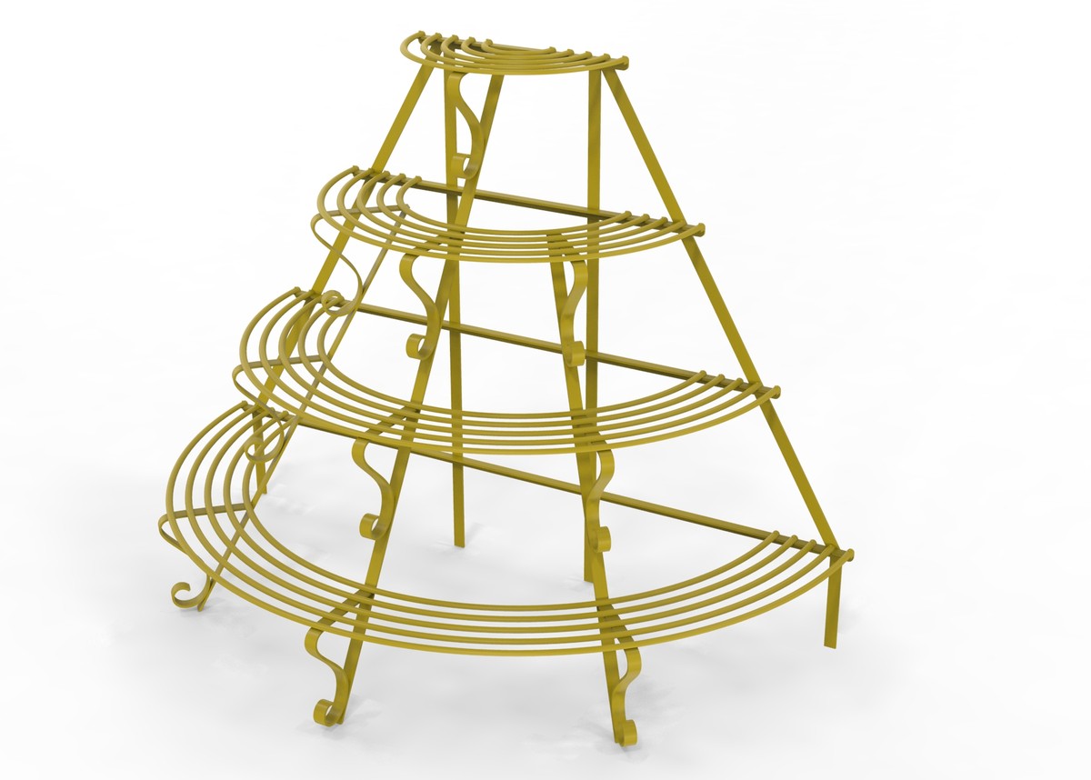 Casa Padrino Jugendstil Blumenetagere 153 x 76 x H. 117 cm - Verschiedene Farben - Halbrunde Blumentreppe - Schmiedeeisen Pflanzen Etagere - Jugendstil Garten & Terrassen Deko Accessoires