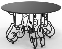 Jugendstil Schmiedeeisen Garten Terrassen Tisch Schwarz Art Nouveau Wrought Iron Garden Patio Table Black