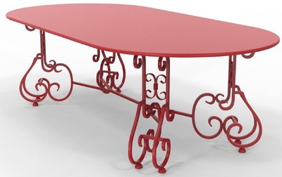 Casa Padrino table de jardin Art Nouveau 245 x 120 x H. 73,5 cm - Divers Coloris - Table de jardin & terrasse ovale en fer forgé - Mobilier de jardin & terrasse Art Nouveau en fer forgé
