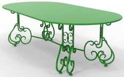 Jugendstil Schmiedeeisen Garten Terrassen Tisch Grün Art Nouveau Wrought Iron Garden Patio Table Green