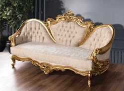 Casa Padrino sofá barroco de lujo crema / oro - Magnífico sofá de salón con patrón - Muebles de Salón Barrocos - Noble y Magnífico
