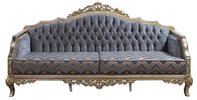 Casa Padrino luxury baroque sofa blue / silver / gold - Handmade living room sofa in baroque style - Baroque living room furniture - Noble & Magnificent