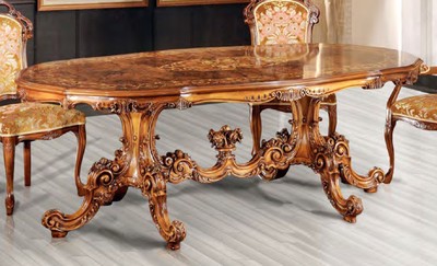 Casa Padrino table à manger baroque de luxe marron - Table de salle à manger ovale en bois massif baroque - Meuble de salle à manger baroque - Qualité de Première Classe - Fabriqué en Italie
