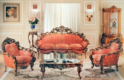 Casa Padrino divano barocco di lusso rosso / marrone / oro - Magnifico divano da soggiorno con motivo elegante - Mobili per Soggiorno e Hotel Barocco - Qualità di Prima Classe - Fatto in Italia