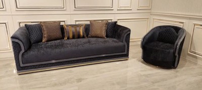 Casa Padrino Luxus Art Deco Sofa Lila / Grau / Gold - Wohnzimmer Sofa - Hotel Sofa - Luxus Art Deco Wohnzimmer & Hotel Möbel