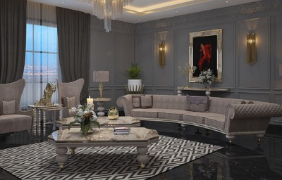Casa Padrino Luxus Art Deco Sofa Grau / Gold - Gebogenes Wohnzimmer Sofa - Hotel Sofa - Luxus Art Deco Wohnzimmer & Hotel Möbel - Luxus Qualität
