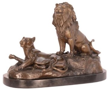 Casa Padrino escultura decorativa de bronce de lujo león y leona bronce A. 29 cm - Figura decorativa de bronce - Figura de Decoración - Accesorios de Decoración - Colección de Lujo
