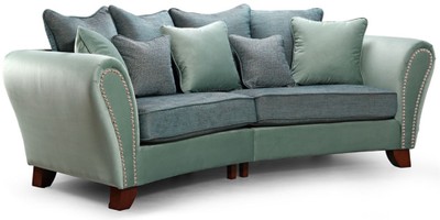 Gebogenes Luxus 3er Sofa Grün Blau Dunkelbraun Luxury Curved 3 Seater Sofa Green Blue Dark Brown