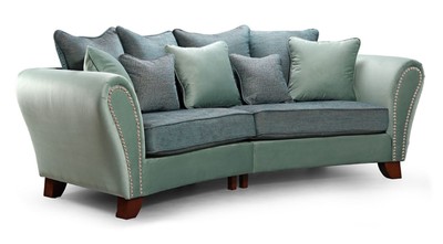 Casa Padrino canapé 2 places de luxe vert / bleu / marron foncé 250 x 120 x A. 100 cm - Canapé de salon incurvé - Mobilier de salon de luxe