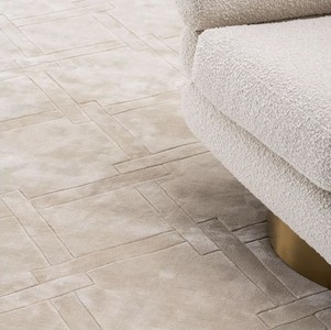 Casa Padrino alfombra de viscosa de lujo plata-arena 300 x 400 cm - Alfombra de salón y hotel tejida a mano - Accesorios de decoración de salón - Colección de Lujo