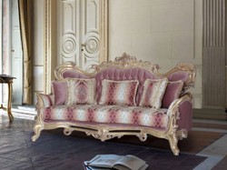 Casa Padrino sofá barroco de lujo rosa / blanco / oro - Sofá de salón de estilo barroco hecho a mano con patrón elegante - Muebles de salón barrocos