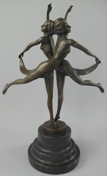 Luxus Jugendstil Bronze Skulptur Figur Tänzerinnen Luxury Art Nouveau Bronze Sculpture Figure Dancers