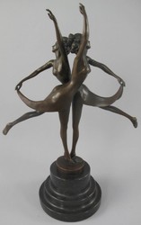 Luxus Jugendstil Bronze Skulptur Figur Tänzerinnen Luxury Art Nouveau Bronze Sculpture Figure Dancers