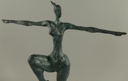 Casa Padrino escultura de bronce de lujo bailarina azul / negro 36 x 8 x A. 52 cm - Escultura de bronce con base de mármol - Accesorios Decorativos