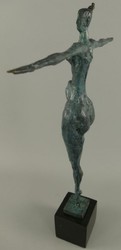 Casa Padrino escultura de bronce de lujo bailarina azul / negro 36 x 8 x A. 52 cm - Escultura de bronce con base de mármol - Accesorios Decorativos