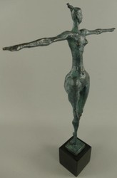 Casa Padrino escultura de bronce de lujo bailarina azul / negro 36 x 8 x A. 52 cm - Escultura de bronce con base de mármol - Accesorios Decorativos
