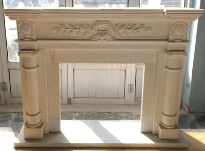 Casa Padrino luxury baroque fireplace surround white 140 x 35 x H. 110 cm - Magnificent fireplace surround made of high quality marble - Decorative accessories in baroque style