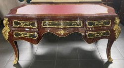 Casa Padrino baroque solid wood desk brown / multicolored / gold / bordeaux - Magnificent baroque style office table - Handmade baroque office furniture