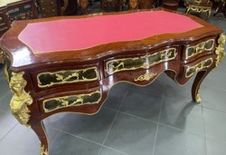 Casa Padrino baroque solid wood desk brown / multicolored / gold / bordeaux - Magnificent baroque style office table - Handmade baroque office furniture