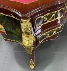 Casa Padrino baroque solid wood desk brown / multicolored / gold / bordeaux - Magnificent baroque style office table - Handmade baroque office furniture