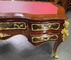 Casa Padrino baroque solid wood desk brown / multicolored / gold / bordeaux - Magnificent baroque style office table - Handmade baroque office furniture