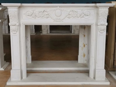 Casa Padrino luxury baroque fireplace surround white 165 x 32 x H. 127 cm - Magnificent fireplace surround made of high quality marble - Decorative accessories in baroque style