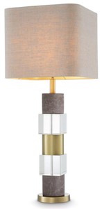Casa Padrino lampe de table de luxe laiton antique / gris / beige 35 x 35 x H. 87 cm - Lampe de bureau avec marbre et verre cristal - Qualité de Luxe