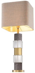 Casa Padrino lampe de table de luxe laiton antique / gris / beige 35 x 35 x H. 87 cm - Lampe de bureau avec marbre et verre cristal - Qualité de Luxe