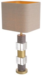 Casa Padrino lampe de table de luxe laiton antique / gris / beige 35 x 35 x H. 87 cm - Lampe de bureau avec marbre et verre cristal - Qualité de Luxe