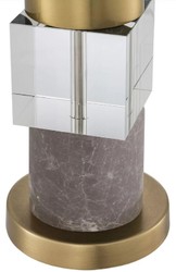 Casa Padrino lampe de table de luxe laiton antique / gris / beige 35 x 35 x H. 87 cm - Lampe de bureau avec marbre et verre cristal - Qualité de Luxe