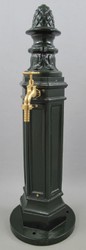 Casa Padrino Art Nouveau garden water column green 33 x 34 x H. 95 cm - Nostalgic aluminum water dispenser with brass faucet - Garden & patio decoration accessories