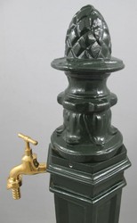 Casa Padrino Art Nouveau garden water column green 33 x 34 x H. 95 cm - Nostalgic aluminum water dispenser with brass faucet - Garden & patio decoration accessories